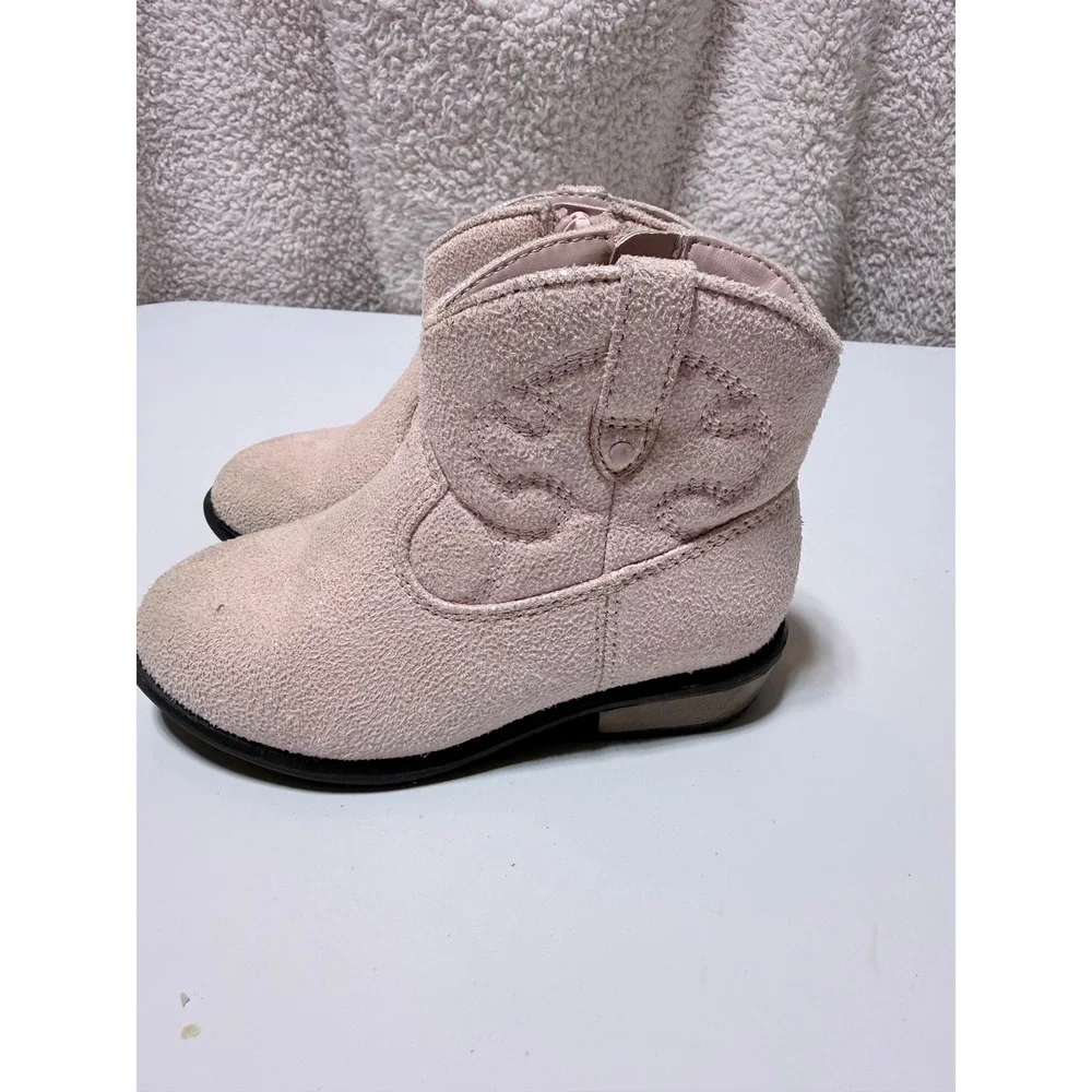 Cat & Jack Toddler Girls Pink Glitter Western Cowboy Boots Size 8 Ankle Booties